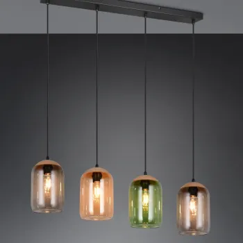 Lustra Cork, TRIO, 90x15x150 cm, 10W, 4x E27, metal/sticla, multicolor imagine