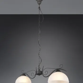 Lustra Country, RL, 82x25x150 cm, 75W, 2x E27, metal, negru/alb imagine