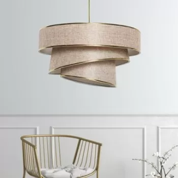 Lustra, Couper - Beige, Gold, FullHouse, 40 x 40 x 30-70 cm, 1 x E27, 60W, bej/auriu imagine