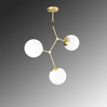 Lustra, Damar - 6317, Opviq, 55 x 15 x 65 cm, 3 x E27, 40W, galben/alb imagine