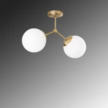 Lustra, Damar - 6332, Opviq, 44 x 15 x 28 cm, 2 x E27, 40W, galben/alb imagine