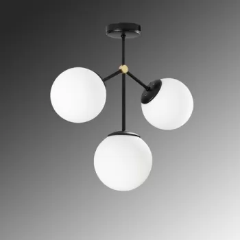 Lustra, Damar - 6336, Opviq, 43 x 15 x 43 cm, 3 x E27, 40W, negru/alb imagine