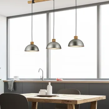 Lustra Delhi, TRIO, 107.5x25.5x215 cm, 42W, 3x E27, metal, argintiu/natur imagine