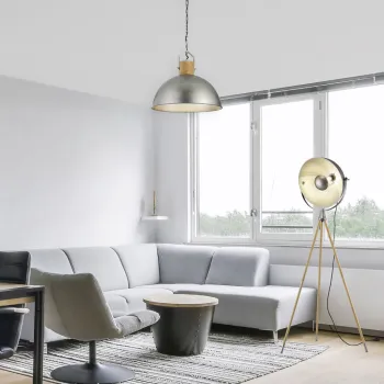 Lustra Delhi, TRIO, 45x150 cm, 60W, 1x E27, metal, argintiu/natur imagine