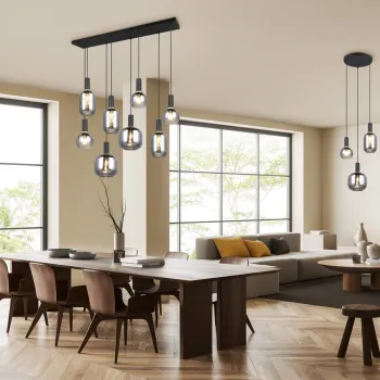 Lustra Diva, TRIO, 85x20x150 cm, 10W, 6x E27, metal, negru mat imagine