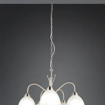 Lustra Dobby, RL, 55x150 cm, 10W, 5x E27, metal, nichel mat/alb imagine