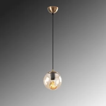 Lustra, Efe - 2151, Tatum, 15 x 15 x 110 cm, 1 x E27, 40W, galben/aramiu antic imagine