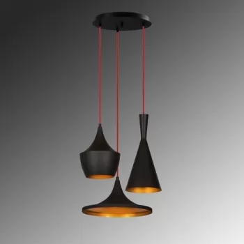 Lustra, Elmas - 3556, Opviq, 51 x 130 cm, 3 x E27, 40W, negru/auriu imagine