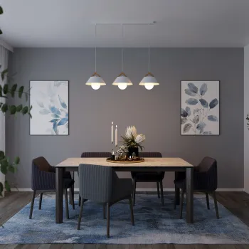 Lustra ELTAP, Almitara, 110x30x110 cm, 3xE27, 15W, otel/PVC, alb/maro imagine