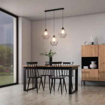 Lustra ELTAP, Bendinni, 74x19x110 cm, 3xE27, 15W, otel, negru imagine