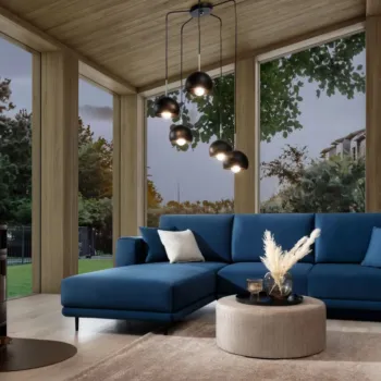 Lustra ELTAP, Canonus, 59x59x110 cm, 5xE27, 15W, otel, negru imagine