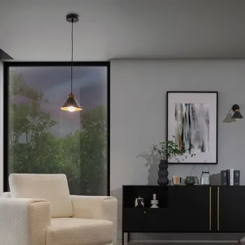 Lustra ELTAP, Detmer, 17x110 cm, 1xE27, 15W, otel, negru/auriu imagine