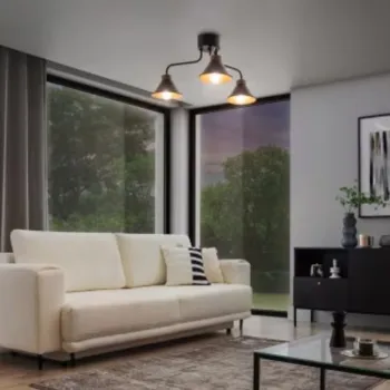 Lustra ELTAP, Detmer, 66x29 cm, 3xE27, 15W, otel, negru/auriu imagine