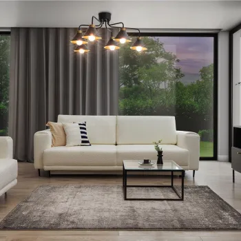 Lustra ELTAP, Detmer, 86x32 cm, 6xE27, 15W, otel, negru/auriu imagine