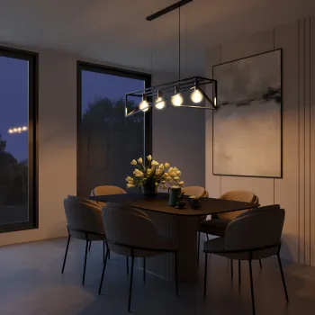 Lustra ELTAP, Eluvies, 100x25x125 cm, 4xE27, 15W, otel, negru/auriu imagine