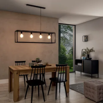 Lustra ELTAP, Furtim, 122x23x120 cm, 4xE27, 15W, otel, negru imagine