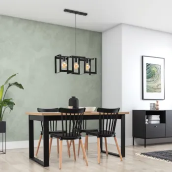 Lustra ELTAP, Giorri, 66x18x120 cm, 3xE27, 15W, otel, negru imagine