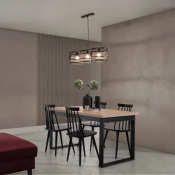 Lustra ELTAP, Gormar, 92x30x120 cm, 3xE27, 15W, otel, negru imagine