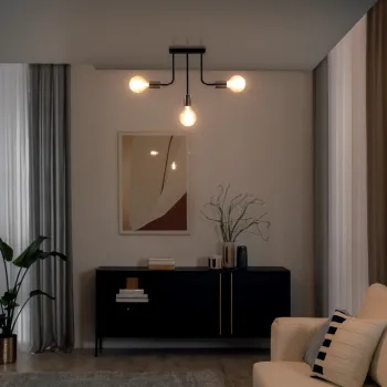 Lustra ELTAP, Indigeo, 48x8x42 cm, 3xE27, 15W, otel, negru imagine