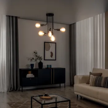 Lustra ELTAP, Indigeo, 55x47 cm, 5xE27, 15W, otel, negru imagine