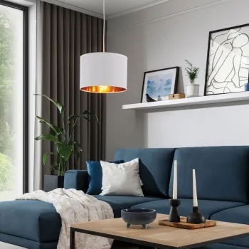 Lustra ELTAP, Vespillo, 25x110 cm, 1xE27, 15W, otel/PVC, alb/auriu imagine