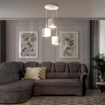 Lustra ELTAP, Vespillo, 45x105 cm, 3xE27, 15W, otel/PVC, alb/auriu imagine