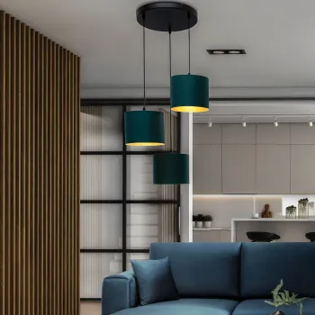 Lustra ELTAP, Vespillo, 45x105 cm, 3xE27, 15W, otel/PVC, verde/auriu imagine