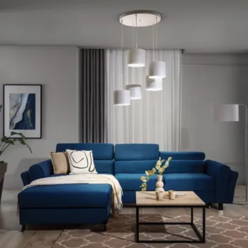 Lustra ELTAP, Vespillo, 58x115 cm, 5xE27, 15W, otel/PVC, alb imagine