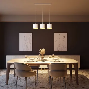 Lustra ELTAP, Vespillo, 75x18x105 cm, 3xE27, 15W, otel/PVC, alb/auriu imagine