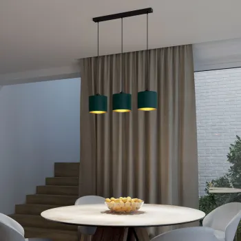 Lustra ELTAP, Vespillo, 75x18x105 cm, 3xE27, 15W, otel/PVC, verde/auriu imagine