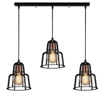 Lustra Endustri MR - 782, Opviq, 100 x 20 x 115 cm, 3 x E27, 100W, negru imagine