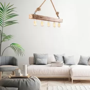 Lustra, Erebos - 106-AV, Lustro, 100 x 7 x 53 cm, 5 x E27, 40W, natural imagine