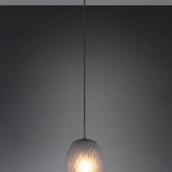 Lustra Facette, TRIO, 17.5x150 cm, 25W, 1x E27, metal, negru mat/gri imagine