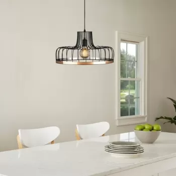 Lustra, Fellini - MR - 769, Alby, 53 x 124 cm, 1 x E27, 40W, negru/cupru imagine