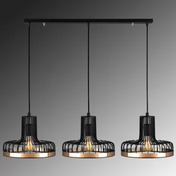 Lustra, Fellini - MR - 774, Alby, 100 x 20 x 112 cm, 3 x E27, 40W, negru/cupru imagine