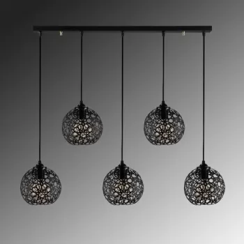 Lustra, Fellini - MR - 789, Alby, 100 x 17 x 119 cm, 5 x E27, 40W, negru imagine