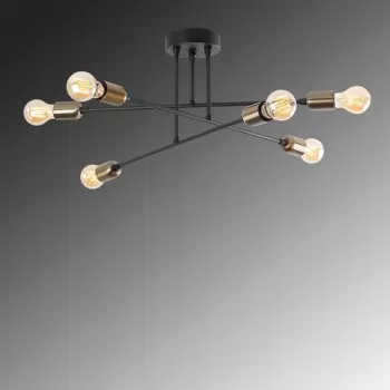 Lustra, Fleur - 1501, Tatum, 66 x 66 x 27 cm, 6 x E27, 40W, negru imagine