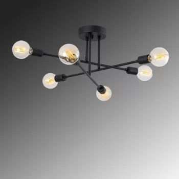 Lustra, Flower - 174-AV, Sheen, 64 x 64 x 30 cm, 6 x E27, 40W, negru imagine