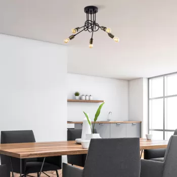 Lustra, Fulgor, 942FLG1155, Metal, Negru/Maro antic imagine