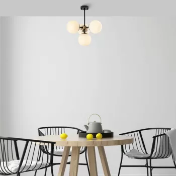 Lustra, Fulgor, 942FLG1163, Metal, Negru / Antic / Crem imagine