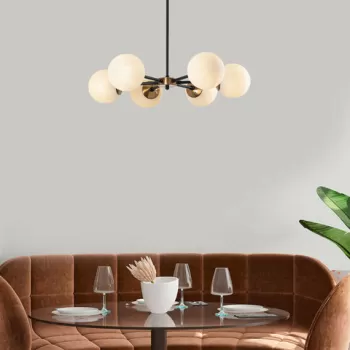 Lustra, Fulgor, 942FLG1165, Metal, Negru / Antic / Crem imagine