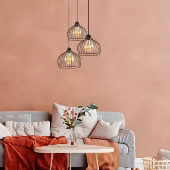 Lustra, Fulgor, 942FLG1178, Metal, Negru/Maro antic imagine