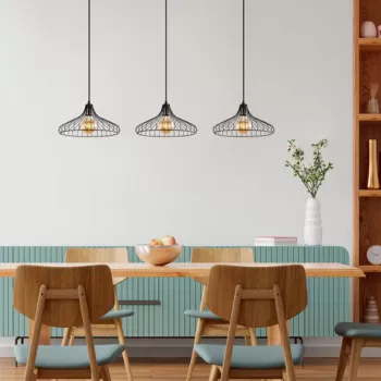 Lustra, Fulgor, 942FLG1188, Metal, Negru/Maro antic imagine