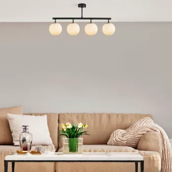 Lustra, Fulgor, 942FLG1194, Metal, Negru / Auriu / Crem imagine