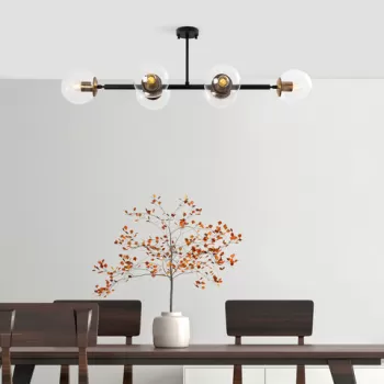 Lustra, Fulgor, 942FLG1212, Metal, Negru/Maro antic imagine