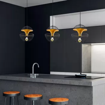 Lustra, Fulgor, 942FLG1259, Metal, Negru/Auriu imagine