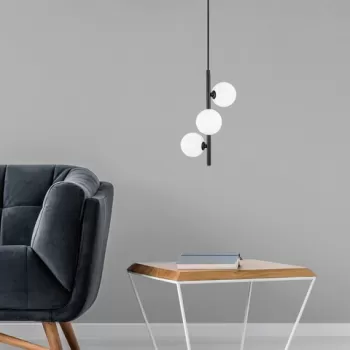 Lustra, Fulgor, 942FLG1285, Metal, Alb/Negru imagine