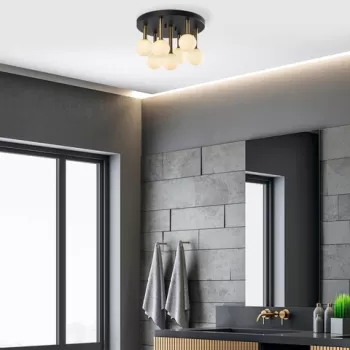 Lustra, Fulgor, 942FLG1297, Metal, Negru / Antic / Crem imagine