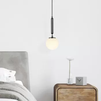 Lustra, Fulgor, 942FLG1308, Metal, Alb/Negru imagine