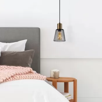 Lustra, Fulgor, 942FLG1398, Metal, Negru/Maro antic imagine